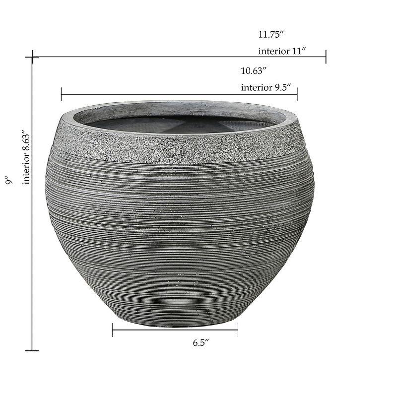 LuxenHome Gray Pottery-Style 11.75-inch Round MgO Planter