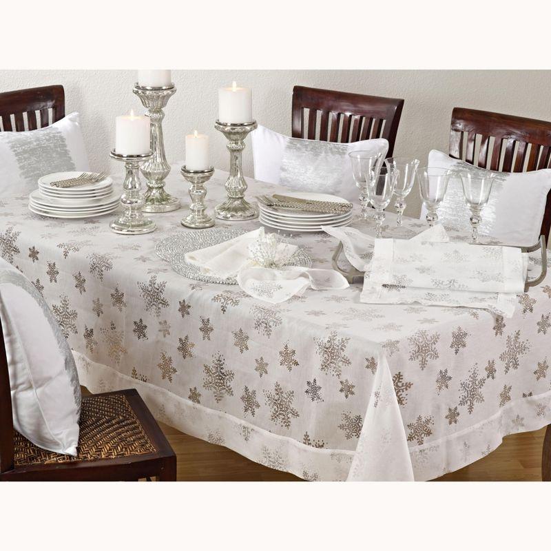Saro Evening Snowflake Collection Polyester Embroidered Square Napkin (Set of 4)