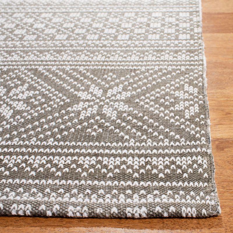 Ivory Floral 8' x 10' Handmade Cotton Flat Woven Rug