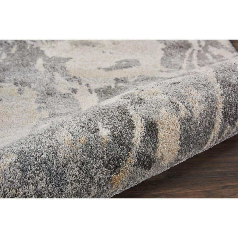 Elysian Abstract Gray Synthetic 5' x 7' Stain-Resistant Rug