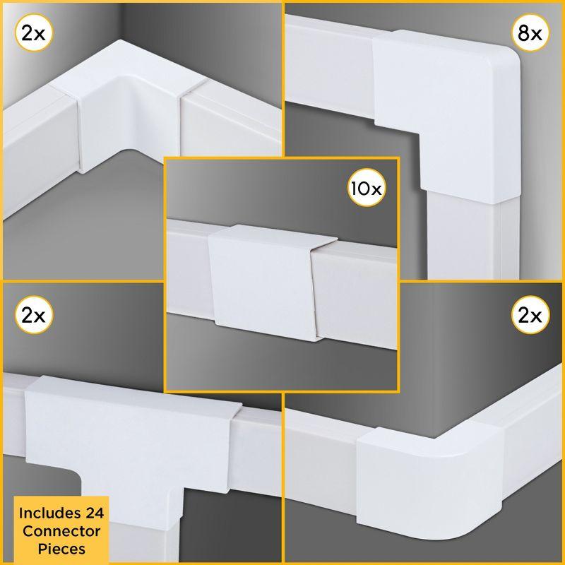 Set of Twelve 25-inch Cord Covers – 300-inch Total On-Wall Cable Management Kit for Wall-Mounted TV or Computer Cables by Simple Cord (White)