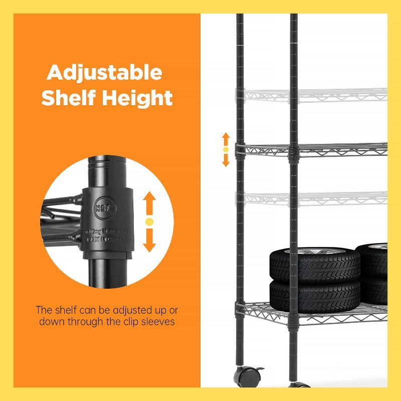 FDW 5 Tier Wire Rack With Casters Unit Heavy Duty Storage Rack Metal Rack Garage Organizer Wire Rack