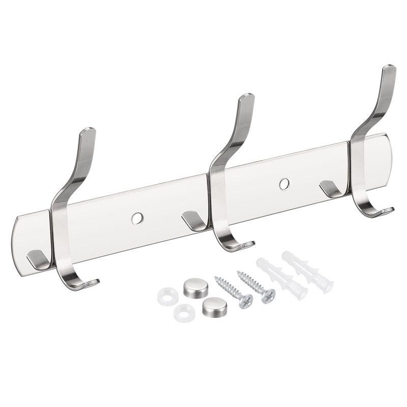 Unique Bargains Stainless Steel Wall Mounted Water Proof Coat Hook Rack 1 Pc 3 Hooks