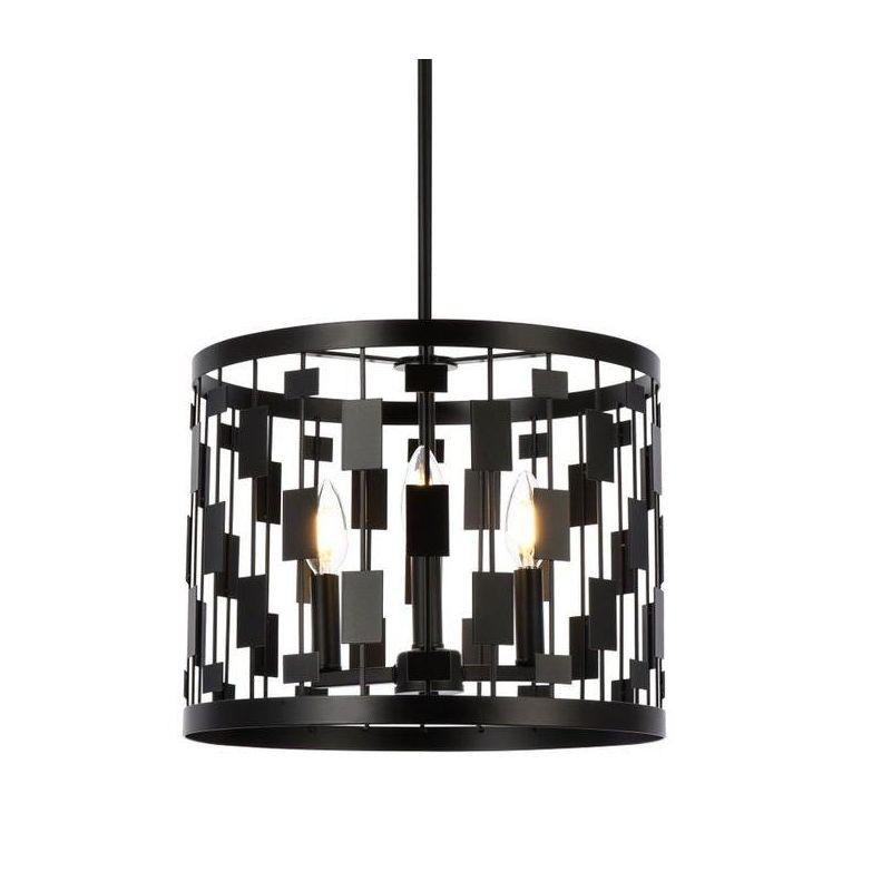 Elegant Lighting Levante 3 lights pendant in black