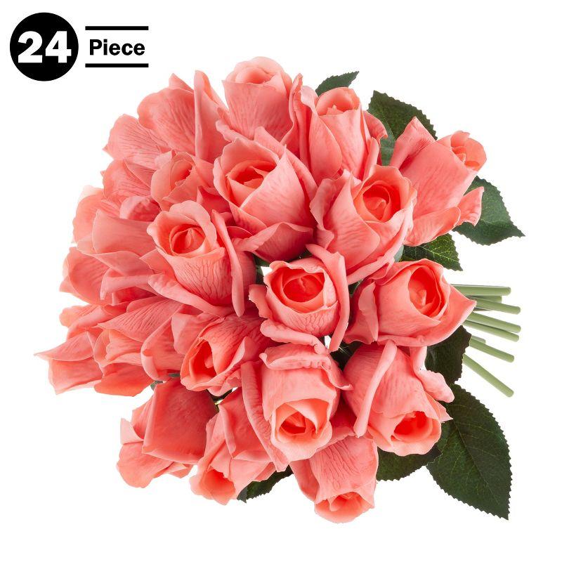 Pure Garden 24Pc Real Touch Rose Artificial Flowers with Stems