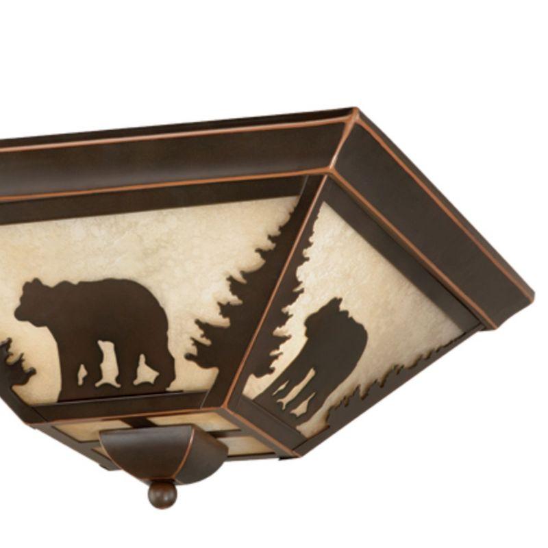 Bozeman Rustic Wilderness 14" Flush Mount in Burnished Bronze with Amber Glass