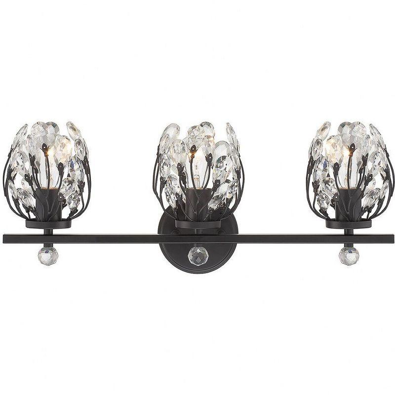 Moreno Matte Black 3-Light Vanity with Clear Crystal Buds