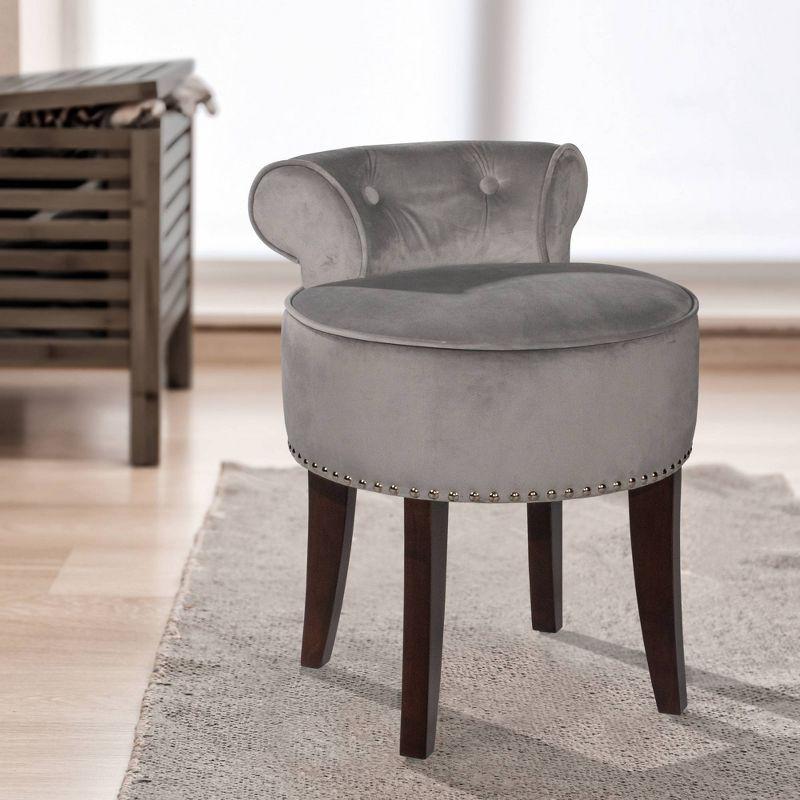 22.5" Lena Wood and Upholstered Vanity Stool Gray - Hillsdale Furniture