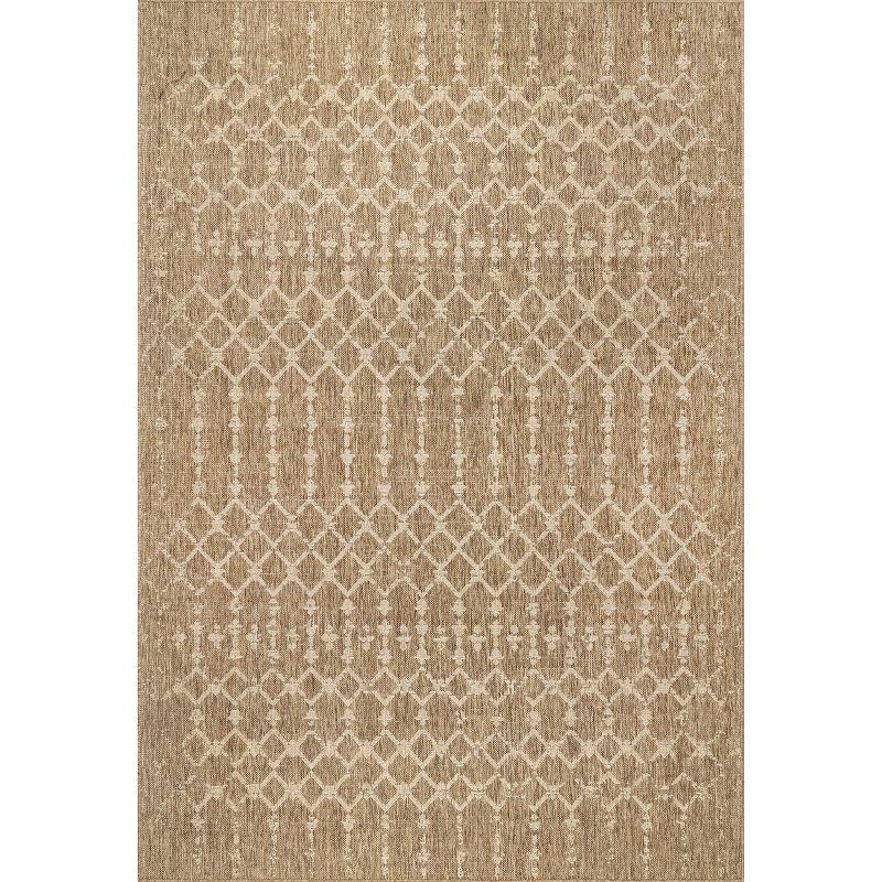 Nuloom Grayson Trellis 4x6 Indoor/Outdoor Area Rug for Living Room Patio Deck Front Porch Kitchen, Brown/Ivory