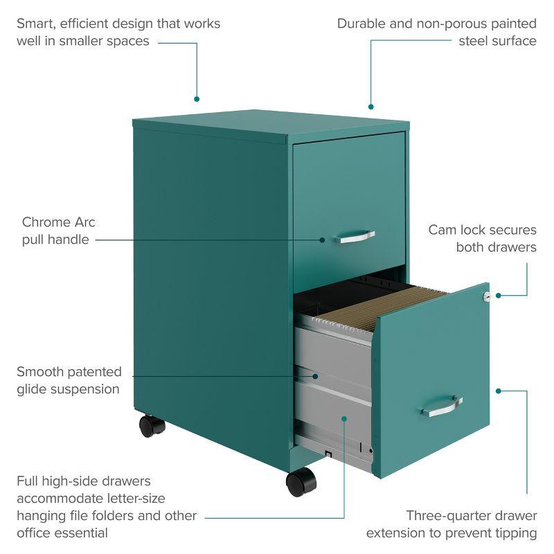 Space Solutions 18" Deep 2 Drawer Mobile Letter Width Vertical File Cabinet