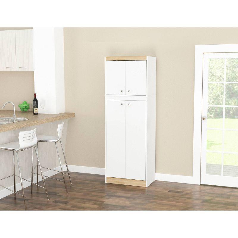 Sleek White & Vienes Oak Galley Kitchen Storage Cabinet