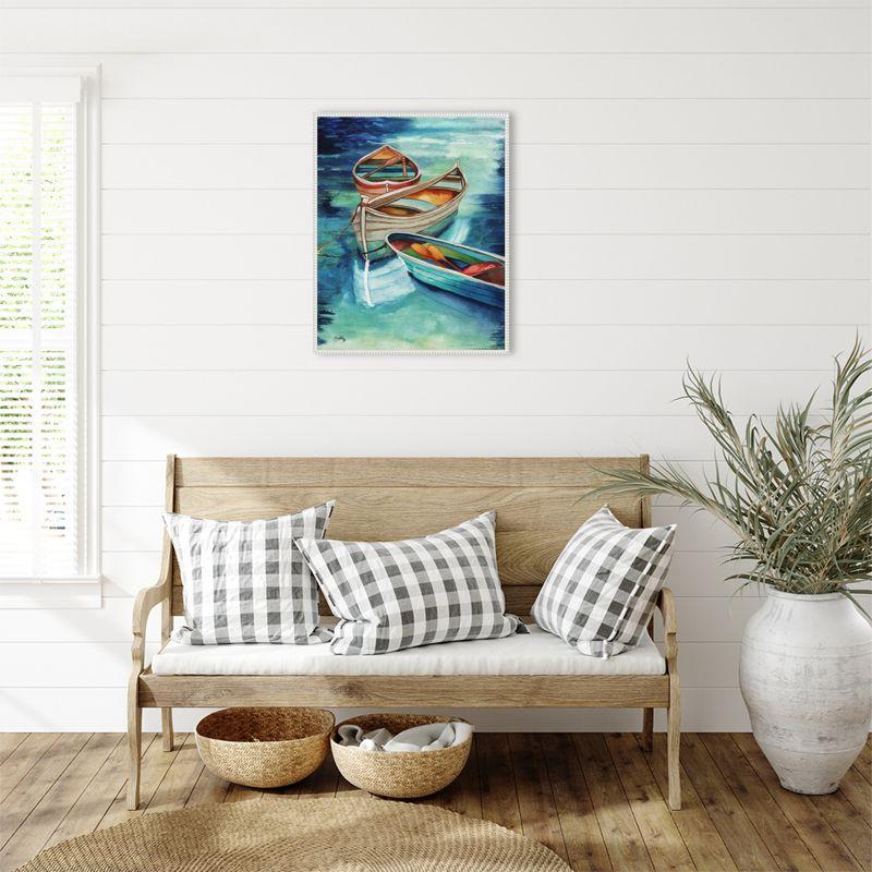 Amanti Art Docked Rowboats I by Elizabeth Medley Framed Canvas Wall Art