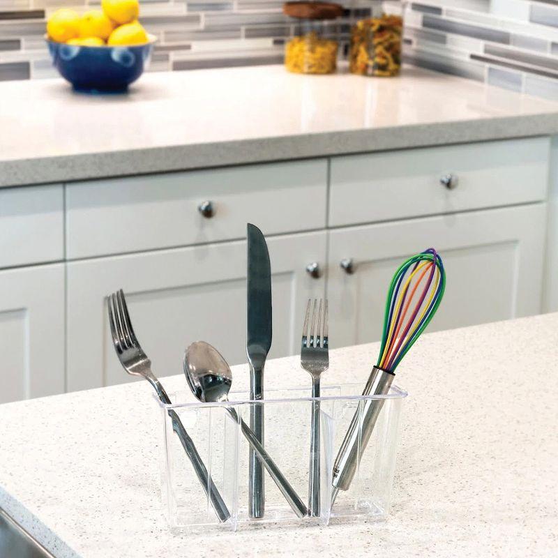 Clear Plastic 3-Section Cutlery Drain Caddy