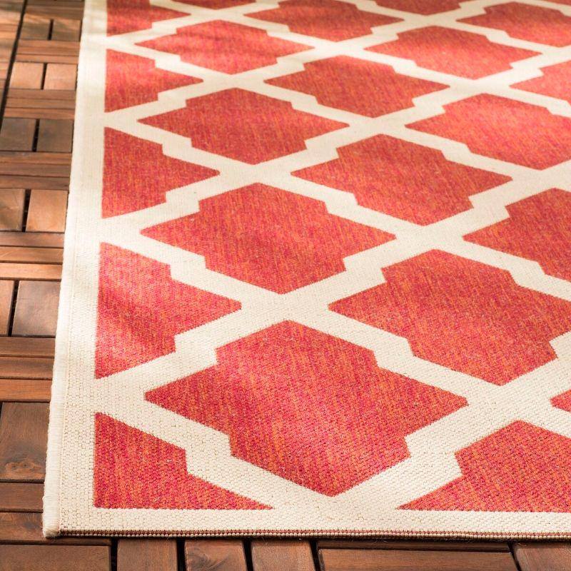 Beach House BHS122 Power Loomed Indoor/Outdoor Area Rug - Red/Creme - 6'7"x6'7" - Safavieh
