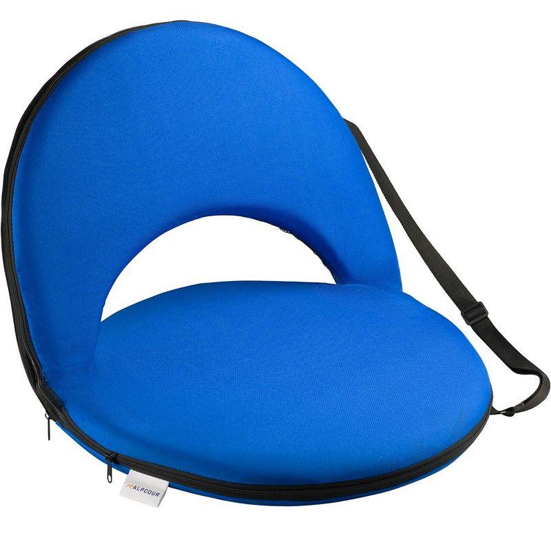 Royal Blue Waterproof Reclining Stadium Seat with Mesh Pocket