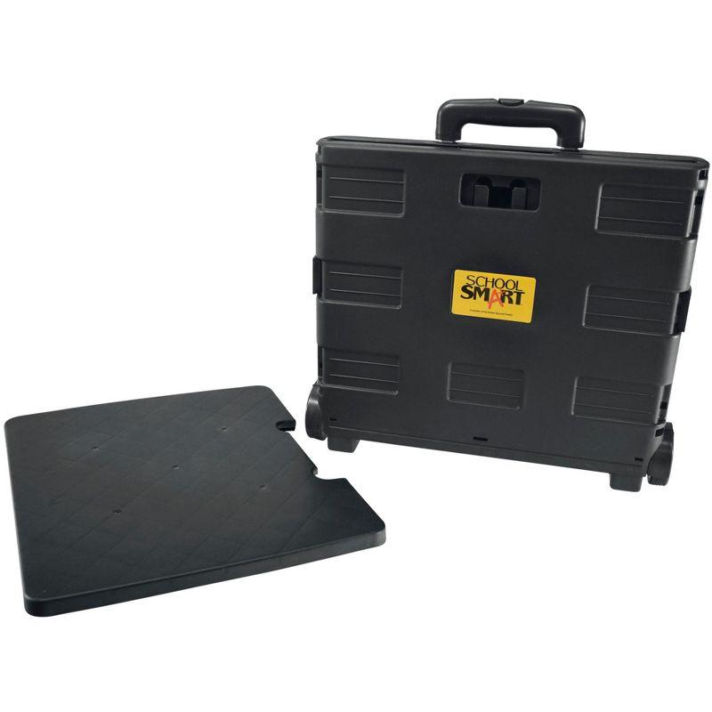 School Smart Folding Storage Cart on Wheels, Large, 16-1/4 x 13 x 13-1/2 Inches, Black
