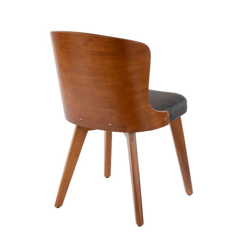Bocello Mid-Century Modern Chair Black/Walnut - LumiSource: Faux Leather, Wood Frame, Armless