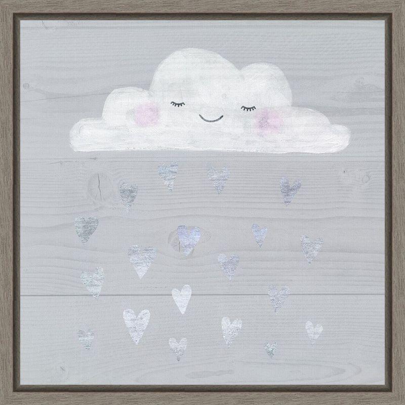 Sweet Dreams IV Acrylic Canvas Painting with Distressed Greywash Frame