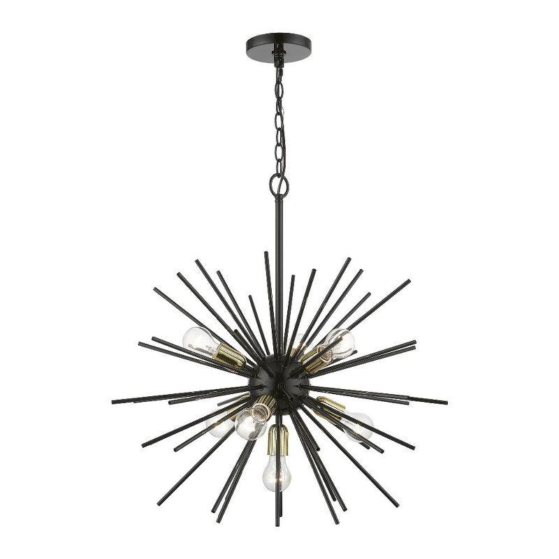 Livex Lighting Tribeca 7 - Light Pendant in  Shiny Black/Polished Brass