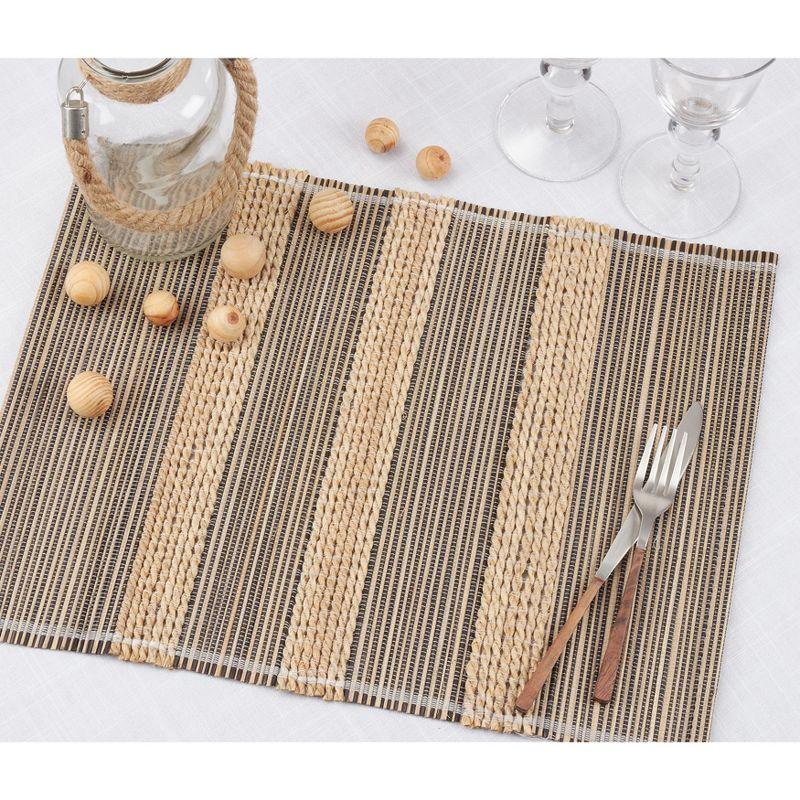 Natural Striped Seagrass and Palm Stick Placemats, Set of 4