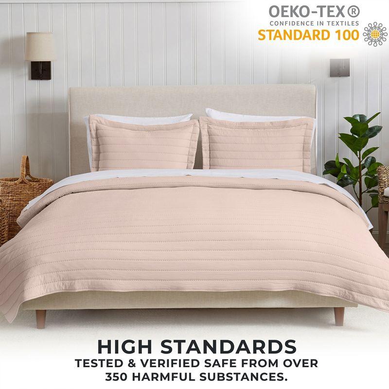 FreshFolds Solid Stitched Microfiber Quilt Set with Shams
