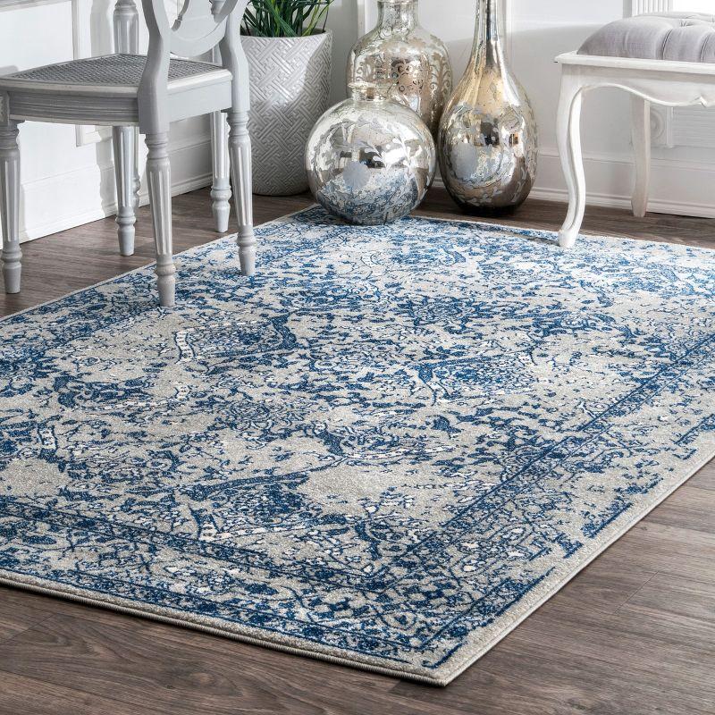 Nuloom Odell Oriental/Persian 6 Square Indoor Area Rug for Living Room Bedroom Dining Room Kitchen, Blue/Ivory