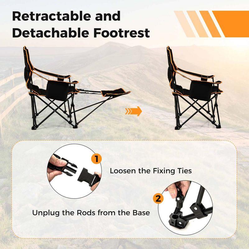 Costway 2 PCS Folding Camping Chair with Footrest Adjustable Backrest Padded Cushion