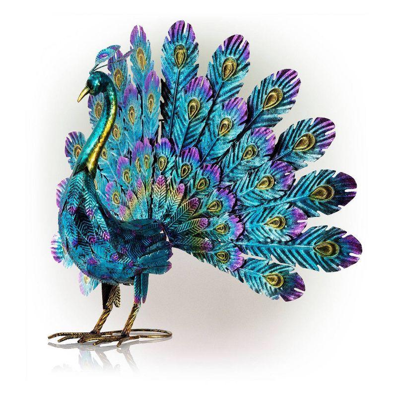 Vibrant Multicolor Metal Peacock Lawn Decoration, 32"