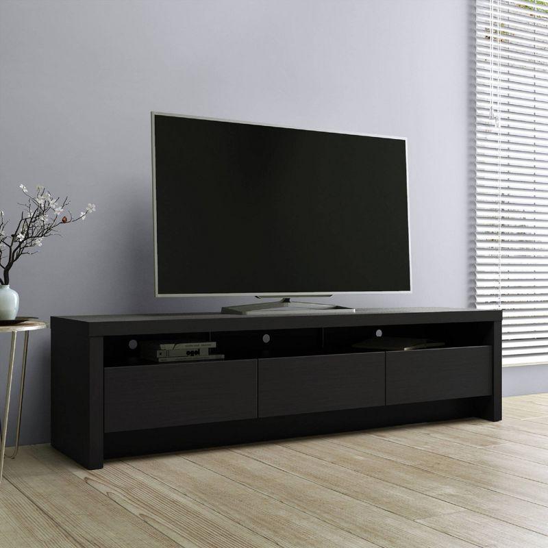 Sylvan TV Stand for TVs up to 60" Black - Manhattan Comfort: Modern Media Console with Cable Management & Storage