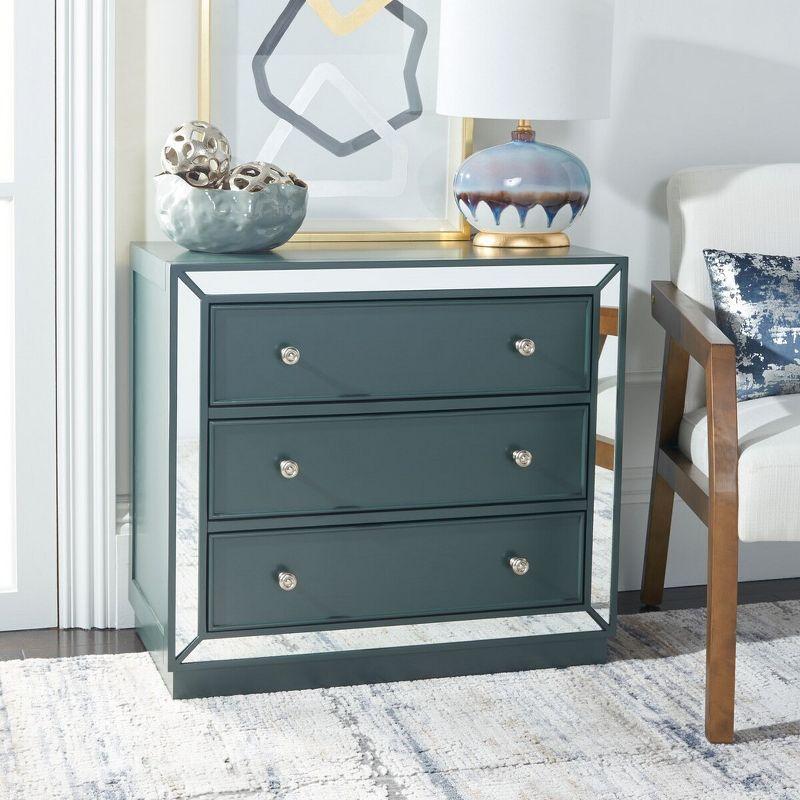 Steel Teal 3-Drawer Chest with Mirror Finish