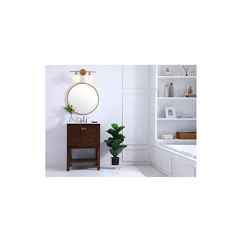 Elegant Lighting Gene 2 light Brass and Frosted white glass Wall sconce