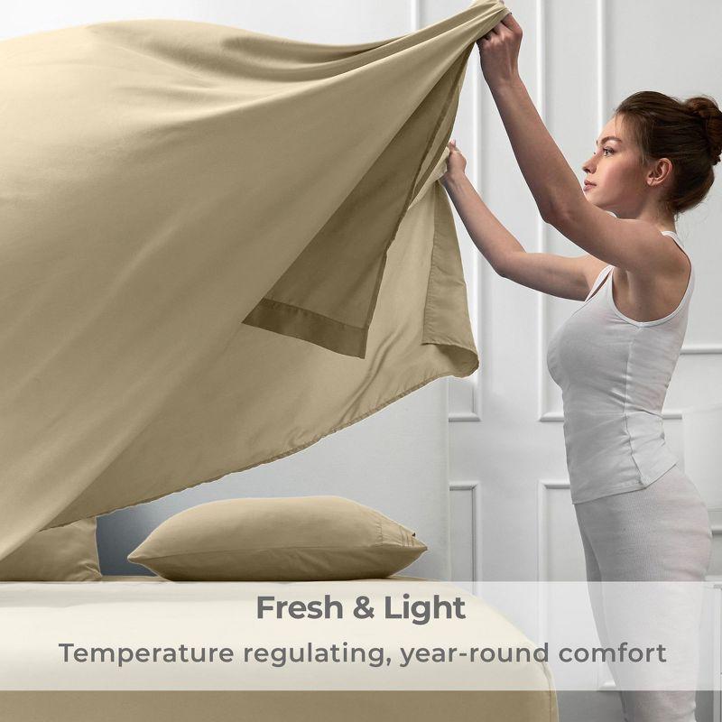 Mellanni Brushed Microfiber Sheet Set, Full, Beige, 4 Piece