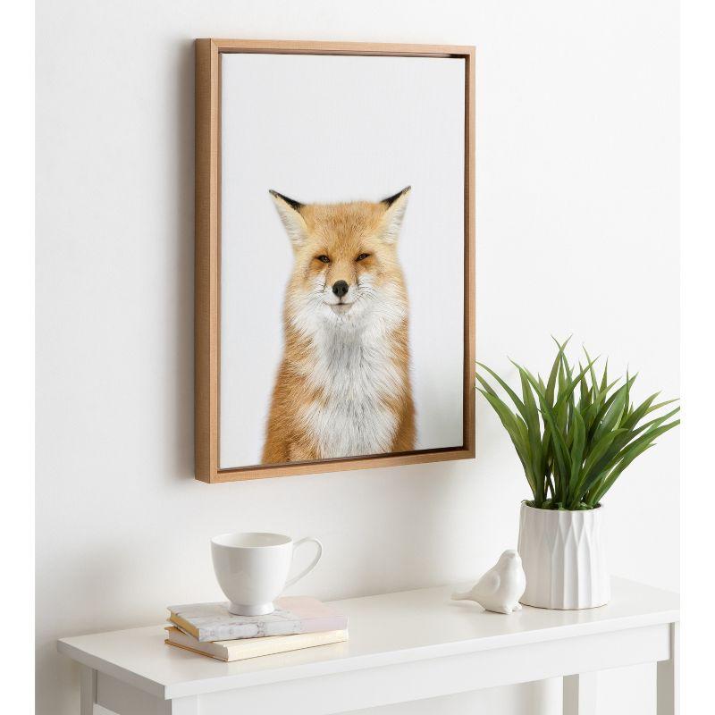 Natural Framed Fox Canvas Wall Art for Nursery