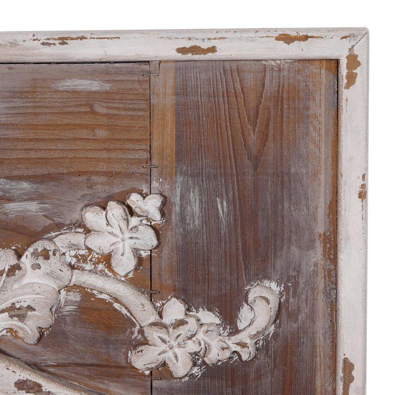 Ophelia & Co. Eberhart Wood Vintage Inspired Acanthus Scroll Floral Brown Wall Mirror with Distressed Cream Accents