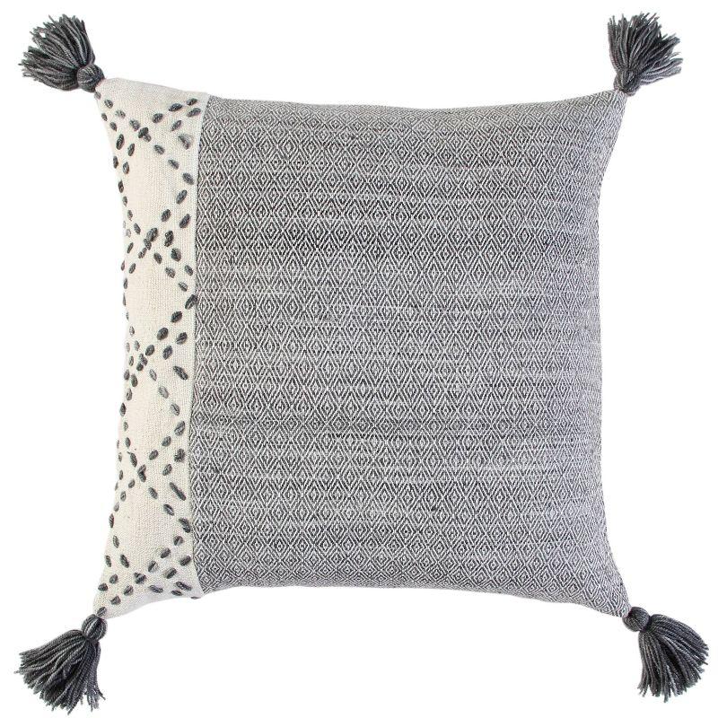 Eco-Friendly Square Poly-Filled Throw Pillow with Color Block Design
