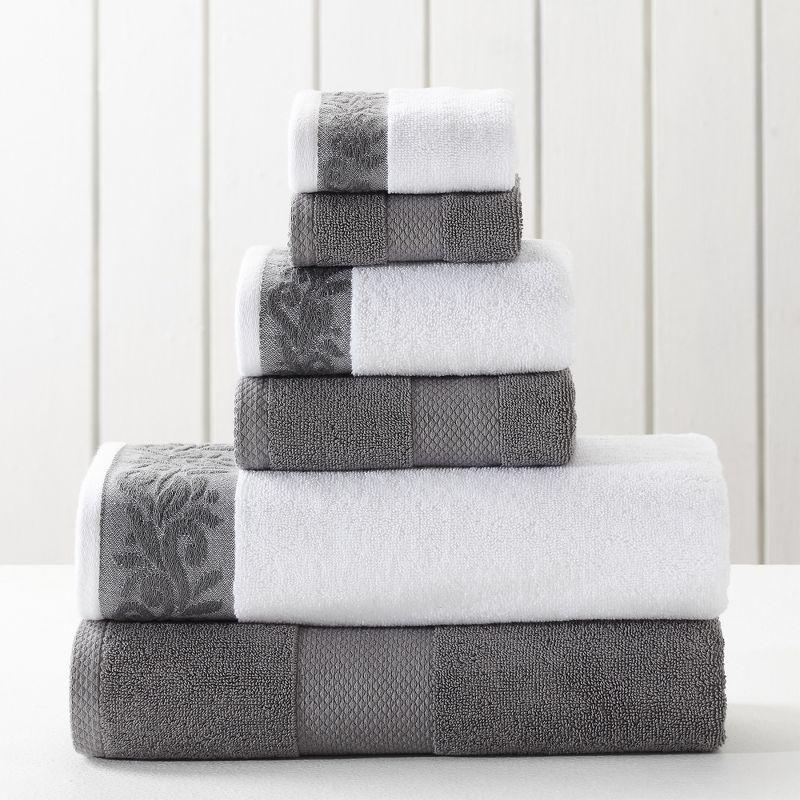 Modern Threads 600 GSM 6-Piece Towel Set with Filgree Jacquard Border