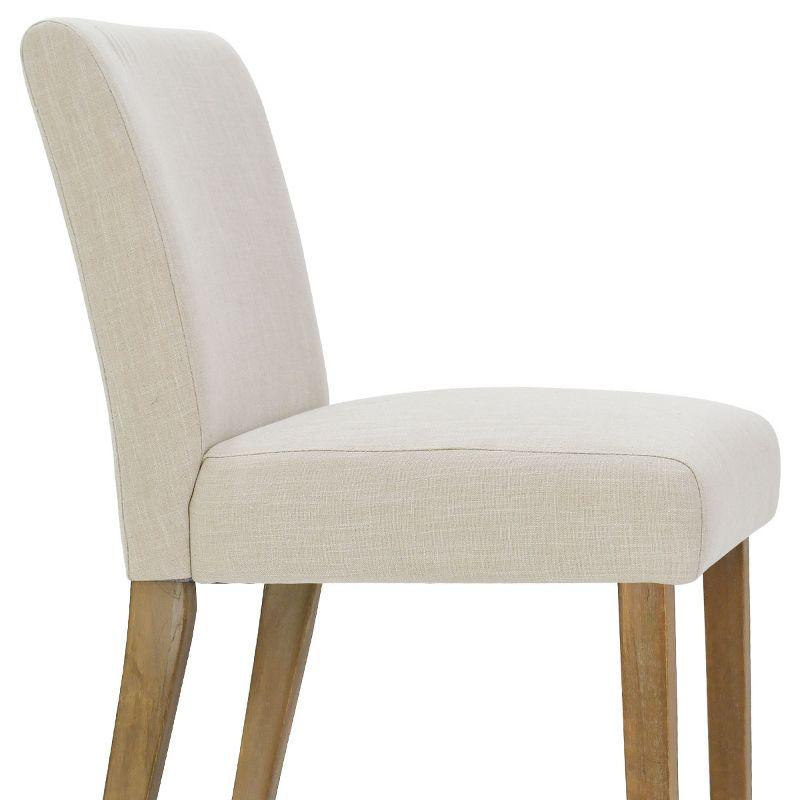 North Linen Dining Chairs Set Of 2,Beige Upholstered Parsons Chairs With Rubberwood Legs-Maison Boucle