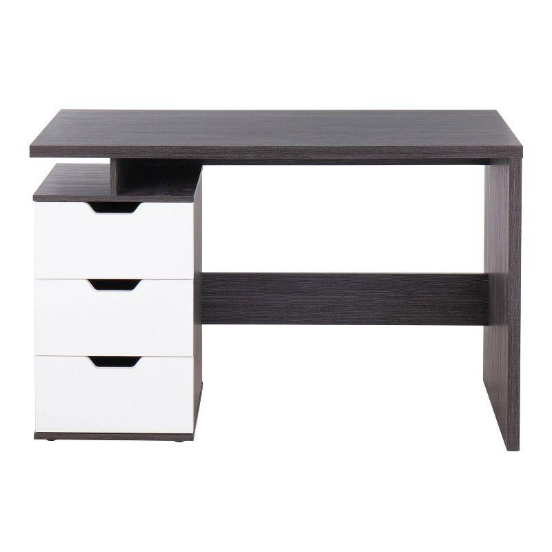 Quinn Contemporary Computer Desk: Expansive Work Surface, 3 Storage Drawers - LumiSource