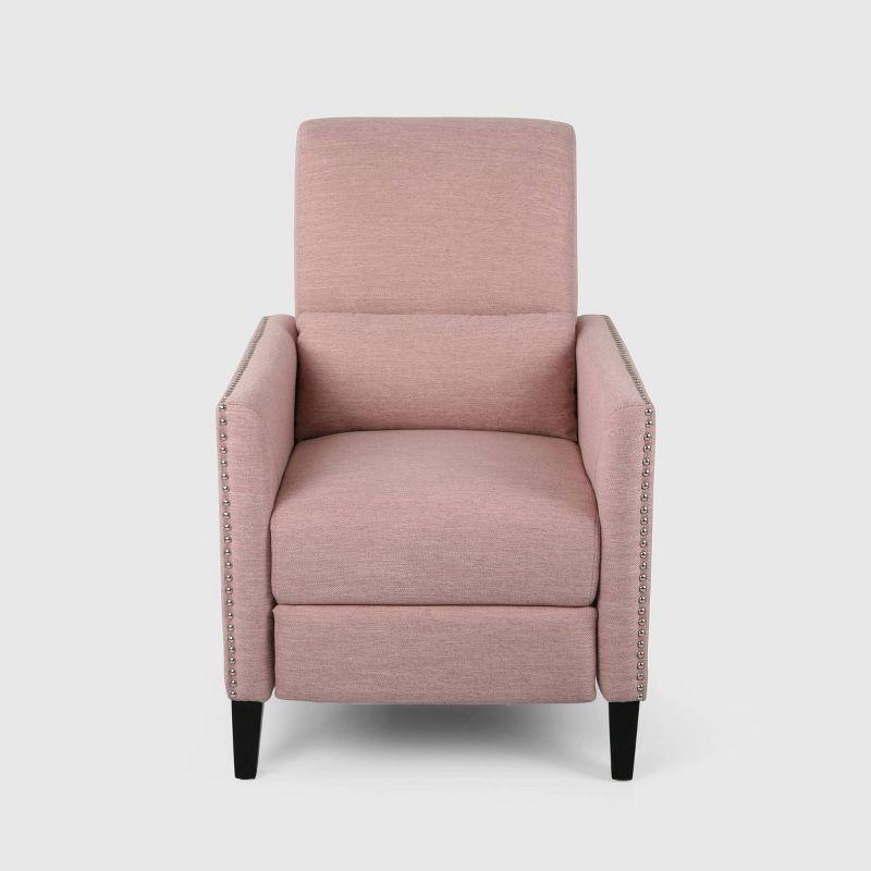 Alscot Contemporary Push Back Recliner Light Pink - Christopher Knight Home: Upholstered Accent Chair, 250lb Capacity