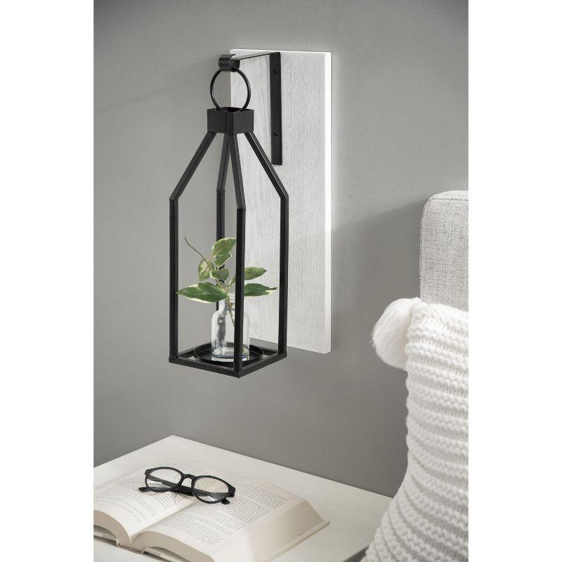 Kate and Laurel Oakly Rectangle Wood Wall Sconce, 7x18, White