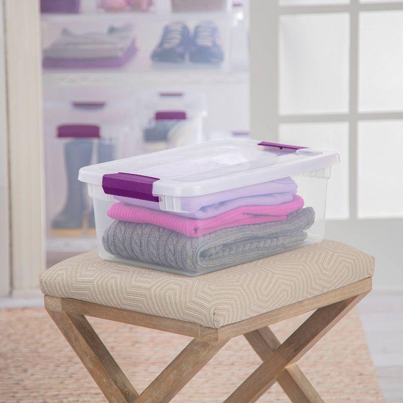 Sterilite 15qt Clear View Storage Bin with Latch Purple