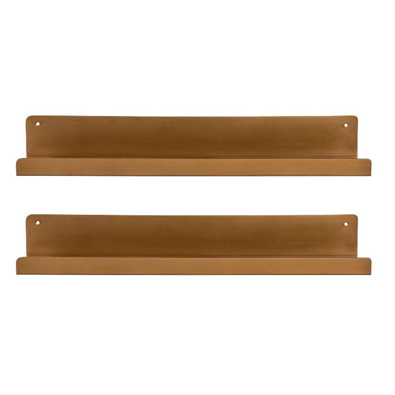 Kate & Laurel All Things Decor 2pc Mezzo Modern Metal Ledge Shelf Set Gold : Display Storage, Pre-Drilled