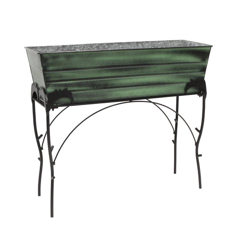 36" Green Galvanized Steel Flower Planter Box with Iron Stand