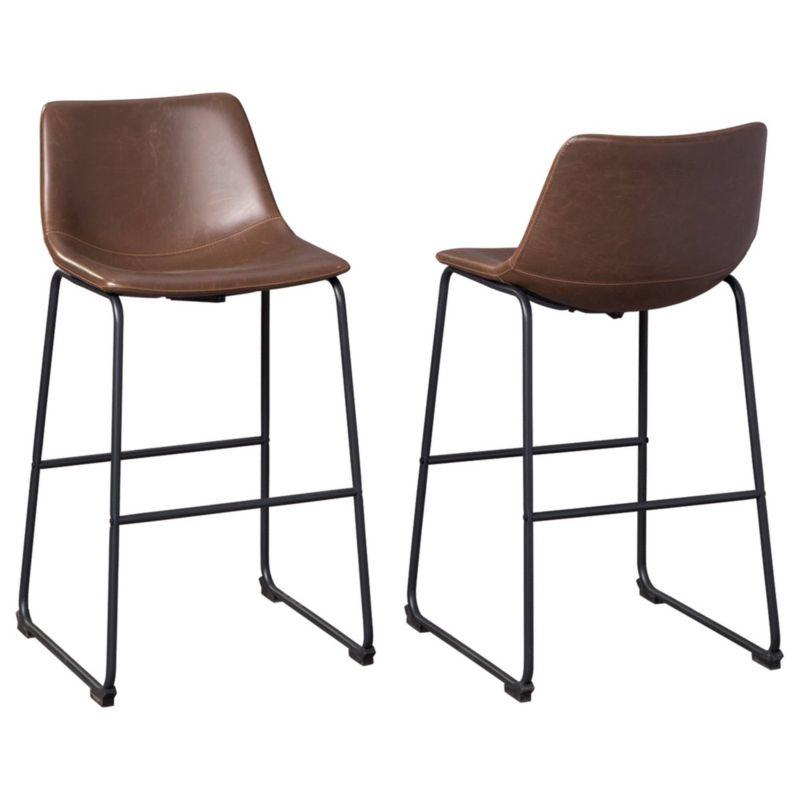Centiar Pub Height Barstool Brown - Signature Design by Ashley: Faux Leather, Metal Base, Low Back