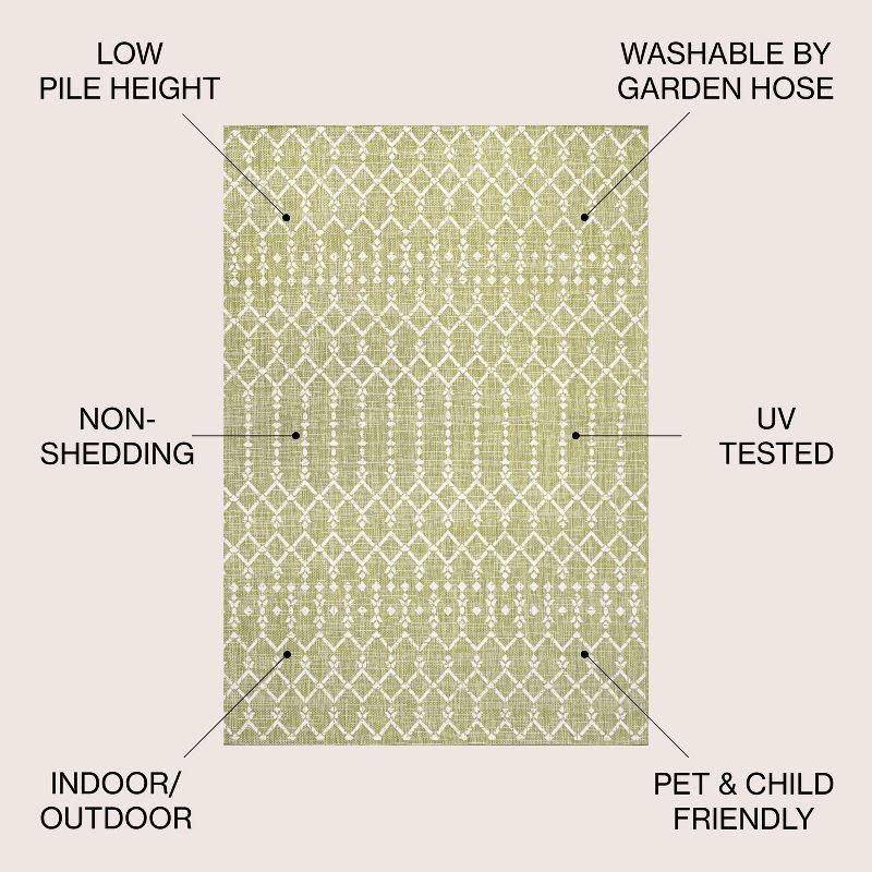 9' x 12' Ourika Moroccan Geometric Textured Weave Indoor/Outdoor Area Rug, Light Green/Cream - JONATHAN Y