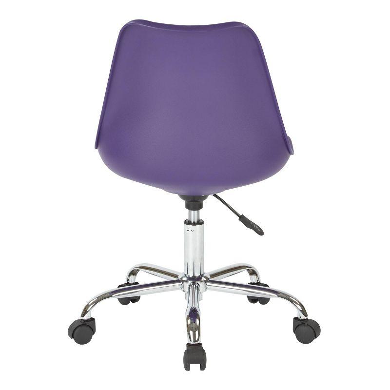 Emerson Office Chair with Pneumatic Chrome Base Purple - OSP Home Furnishings: Swivel, Armless, Adjustable Height