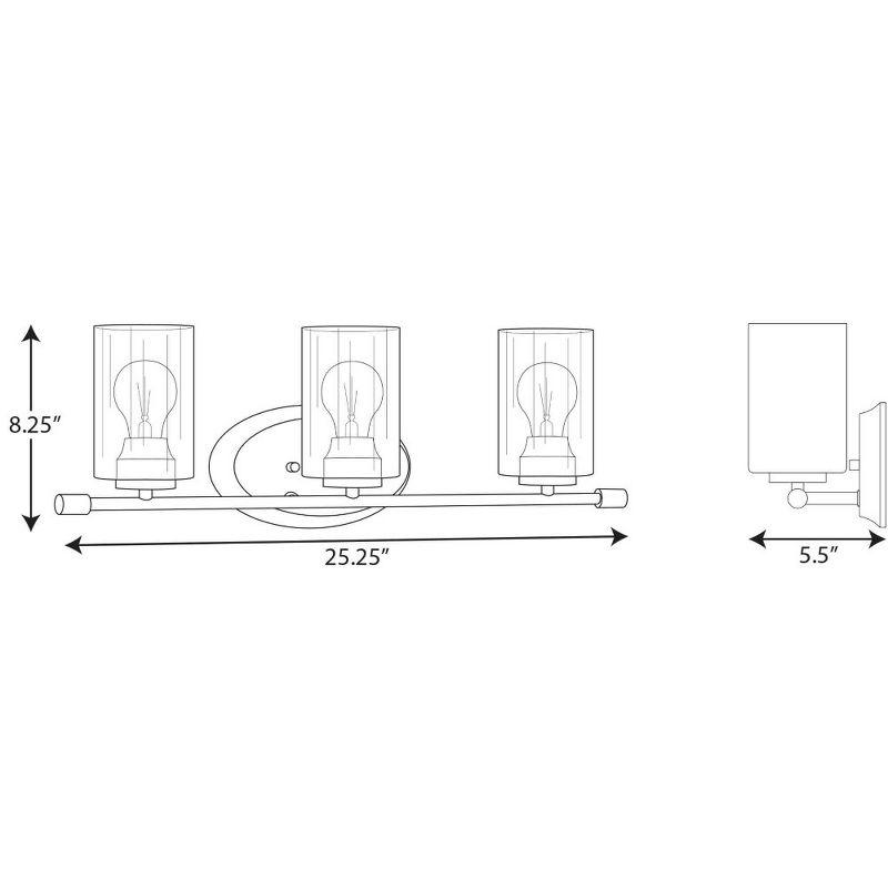 Progress Lighting Riley Collection 3-Light Bath Vanity in Brushed Nickel with Clear Glass Shades