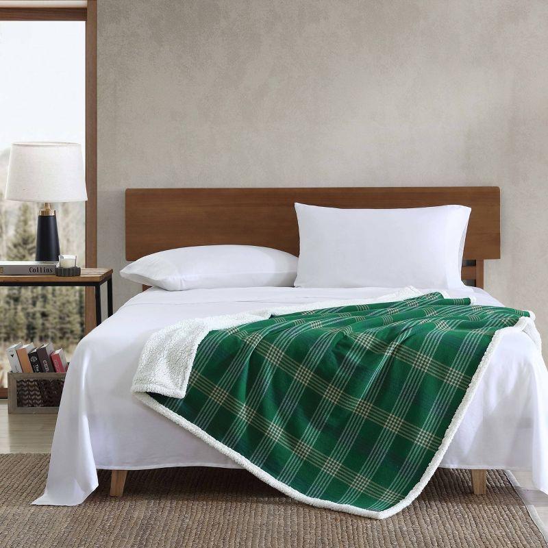 Eddie Bauer Printed Flannel/Sherpa Throw Blankets