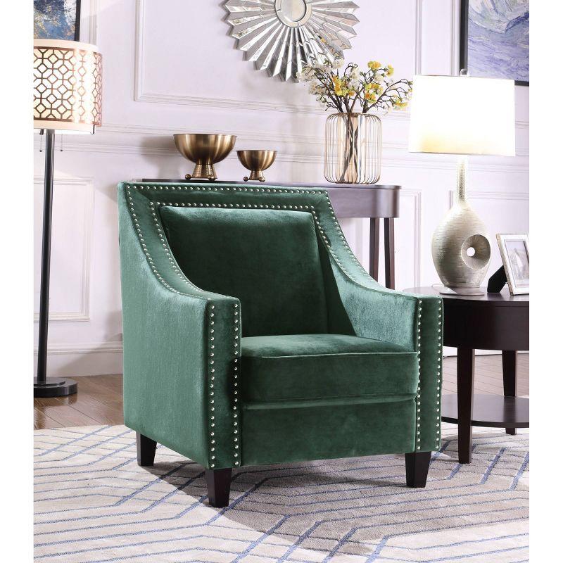 Camren Green Velvet Swoop Arm Accent Chair with Espresso Wood Legs