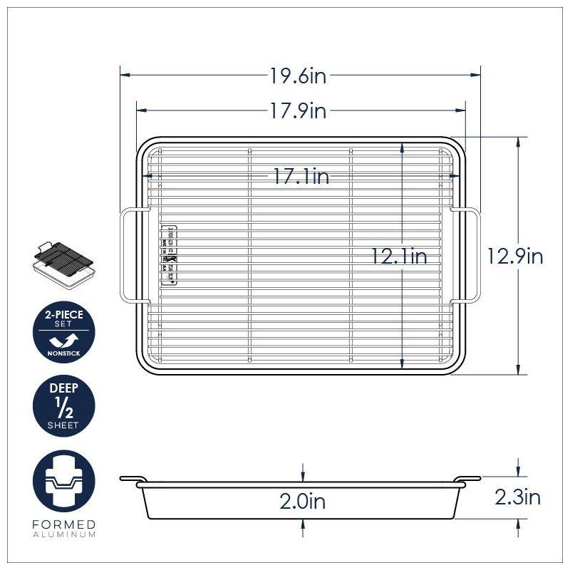 Gold Nonstick High-Sided Baking Tray with Black Rack